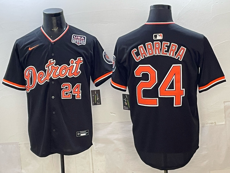 Men Detroit Tigers #24 Cabrera black Game Nike MLB Jersey 2026008